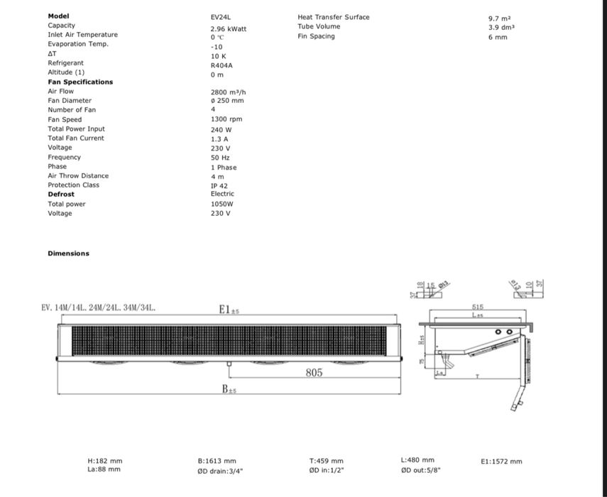 Vaporizator evaporator suflanta unghiulara refrigerare 2,9kw -10 nou