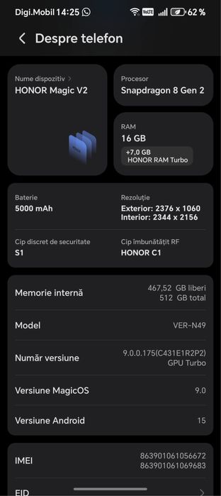 HONOR Magic V2 - 16GB RAM + 512GB - Snapdragon 8 Gen 2