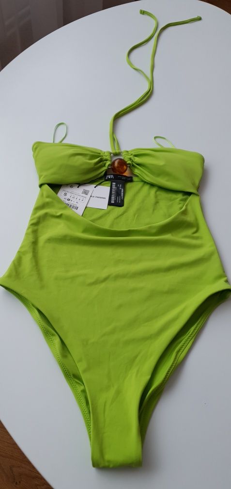 Costum baie, S, verde-lime, nou