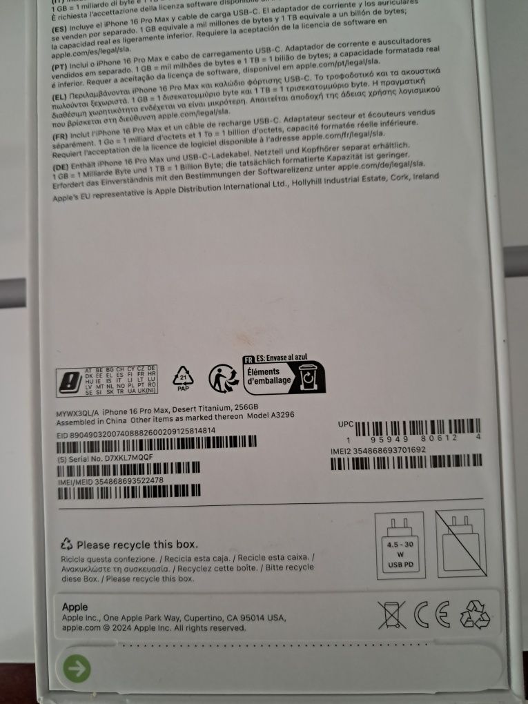 IPhone 16 pro max 256gb desert titanium