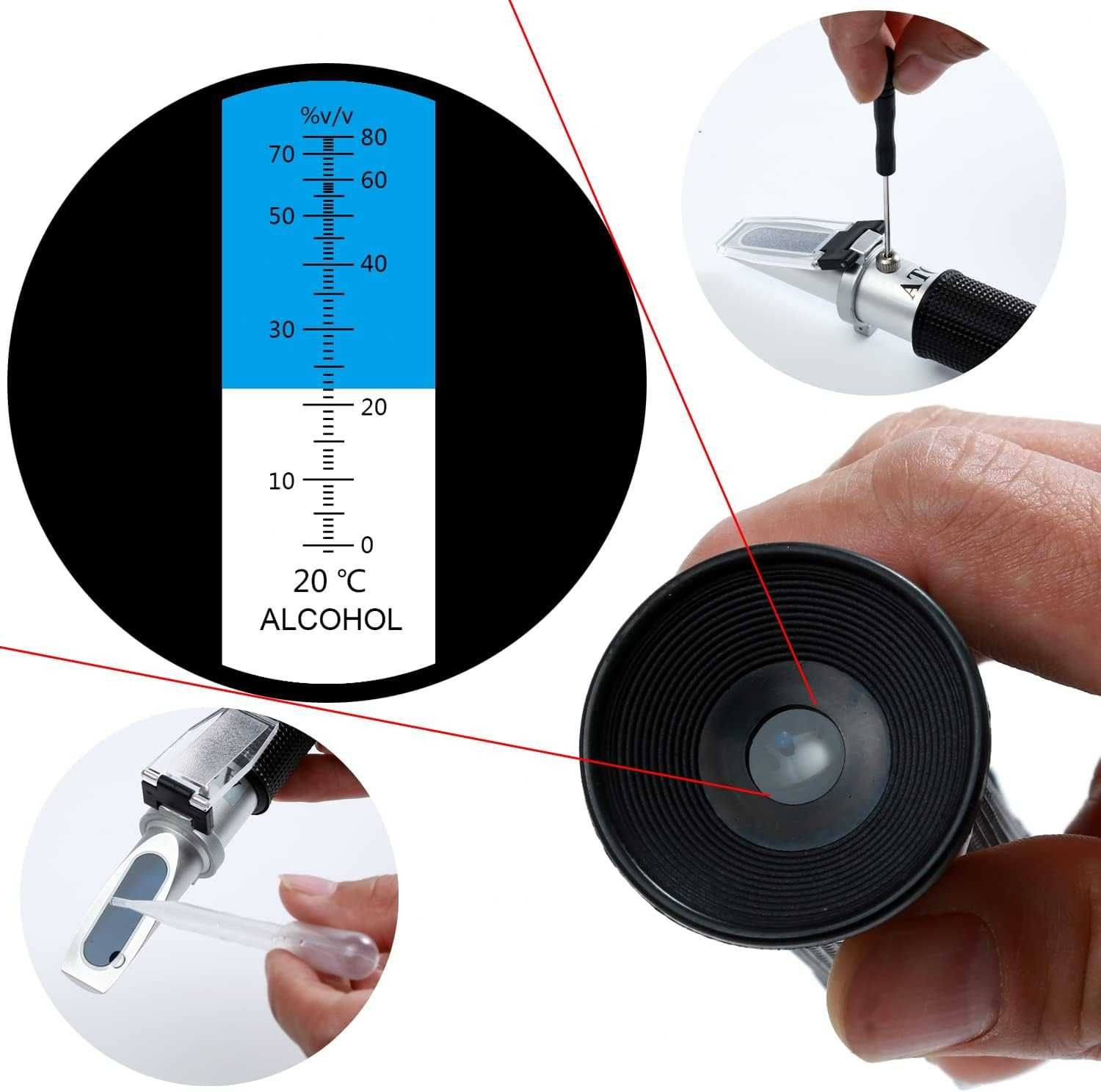 Refractometru(alcoolmetru) portabil de alcool 0-80% REDUS de la 280RON