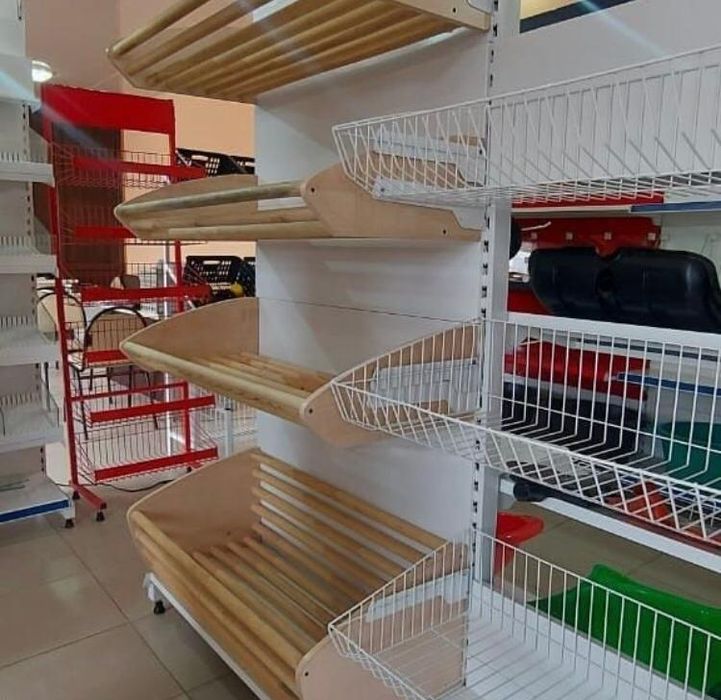 Облегчённый металлические торговые стеллажи с полками