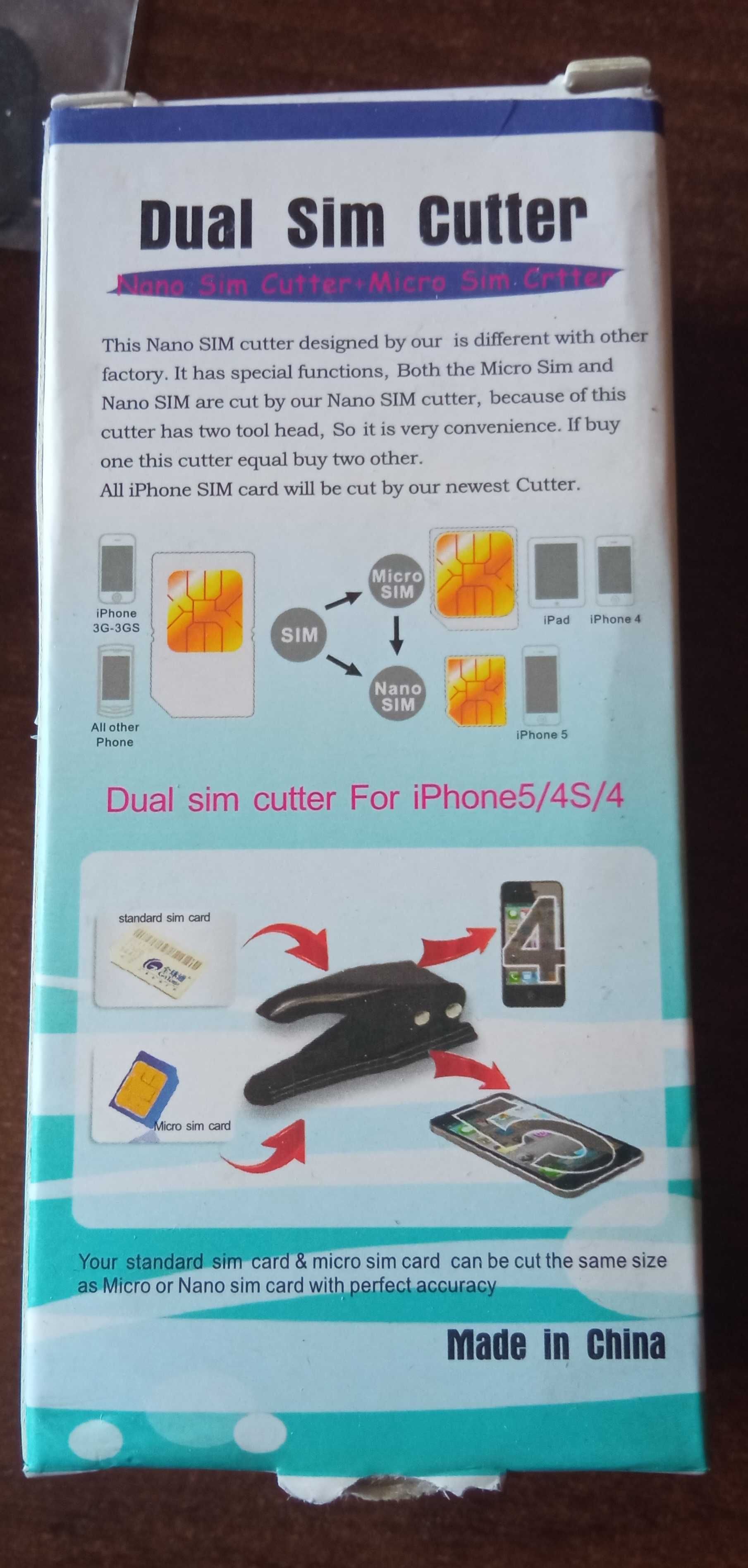 Двойна щанца за sim карти за MICRO, NANO и IPhone 5, 4S, 4 Sim Cutter