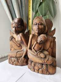 Statuete sculptate în lemn , pereche !