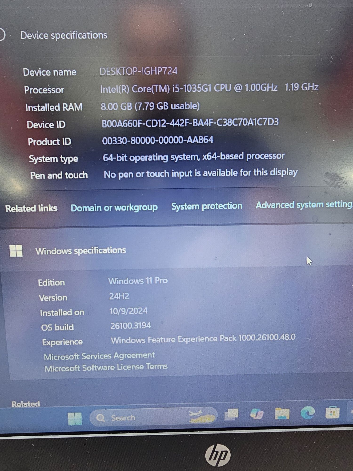 Laptop HP 250 G8, i5-1035G1, 8GB ram 512 ssd