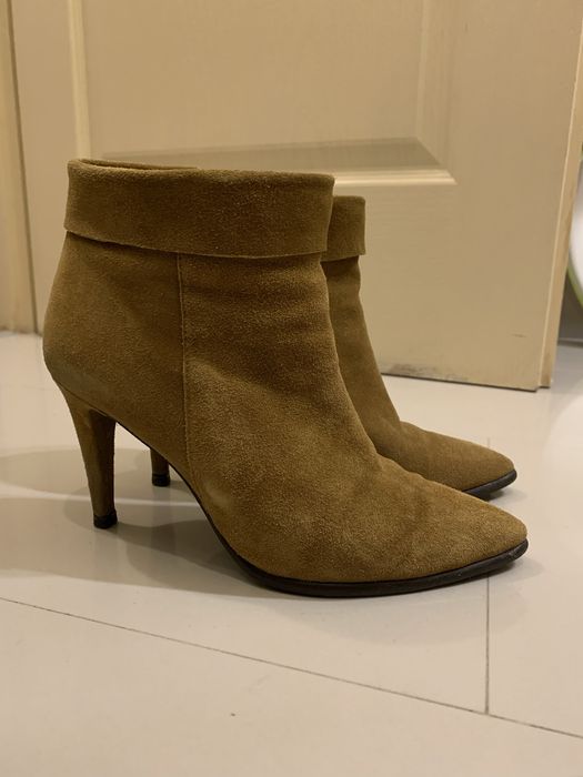 Botine cu toc piele naturala intoarsa 37