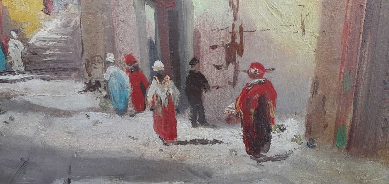Tablou vechi - bazar oriental - semnat H. Carnier