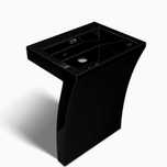 Lavoar stativ negru mat, 60x48x83 cm, montaj podea, compozit marmura