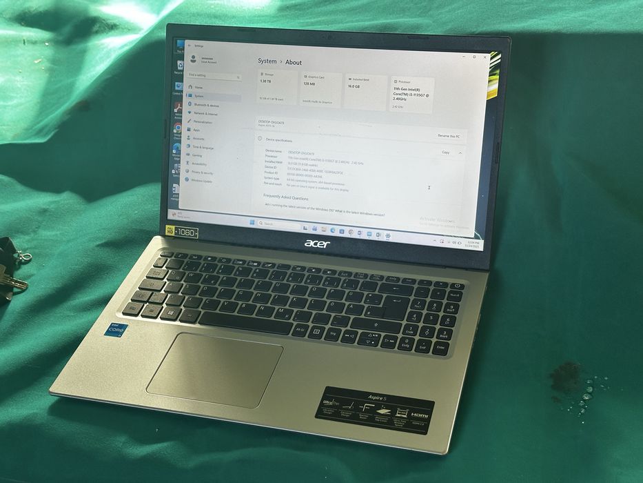 laptop Acer aspire 5 i5-gen11 2.40GHz 16gb Ram memorie 1TB