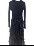 Rochie eleganta neagra cu volane tulle si accesoriu metalic