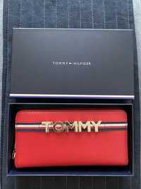 Tommy Hilfiger дамски портфейл естествена кожа, червен, 100% оригинал!