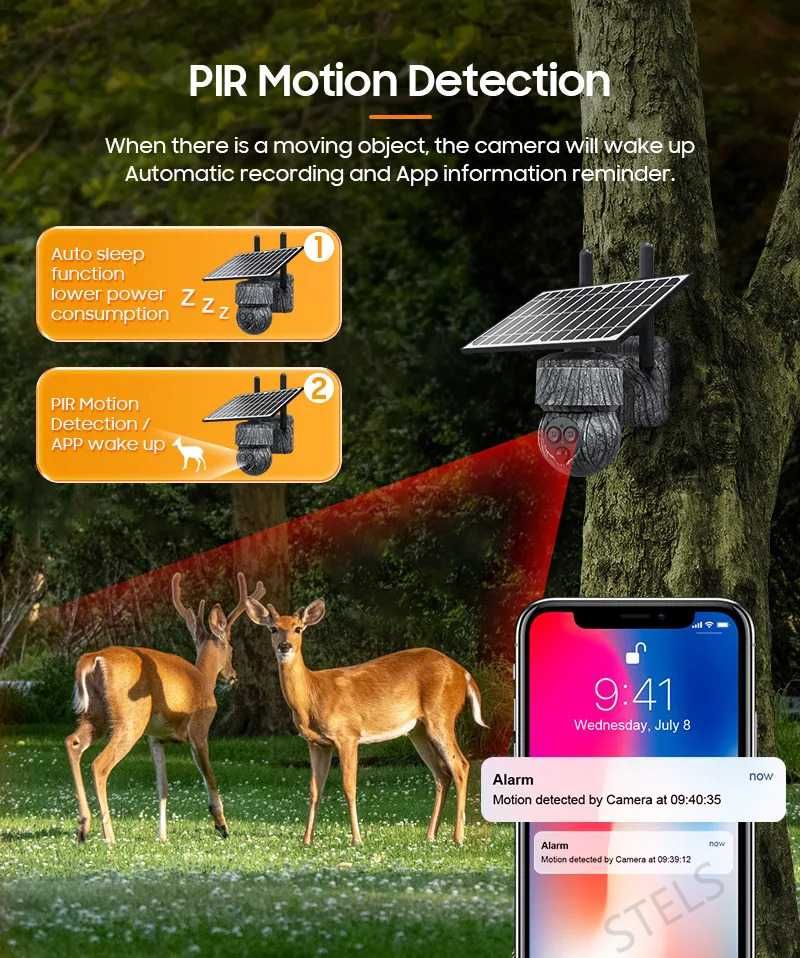 Соларна камера STELS SZ6, 6MP, Wi-Fi, PTZ, 12X Zoom, 2 цвята