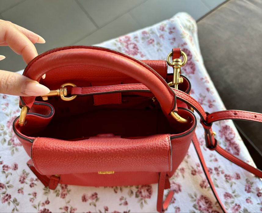 Дамска червена чанта Tory Burch естествена кожа