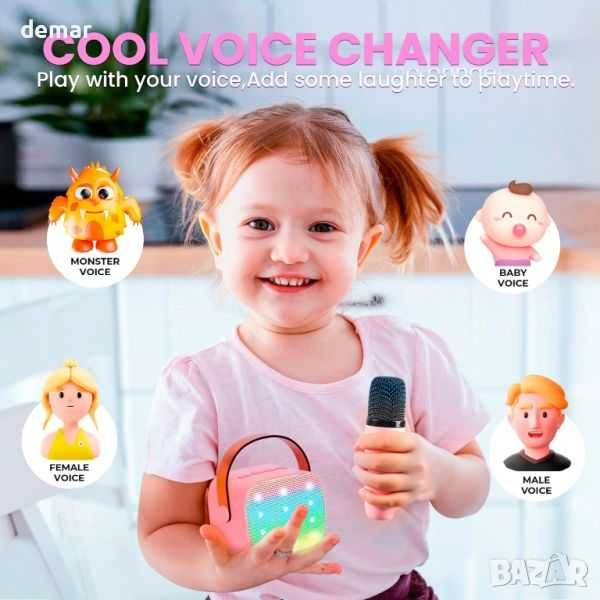 Bluetooth Караоке играчка, 2 безжични микрофона за деца 3+ год.,розово
