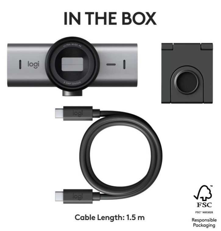 4K ULTRA HD Уеб камера Logitech - MX Brio, Графит