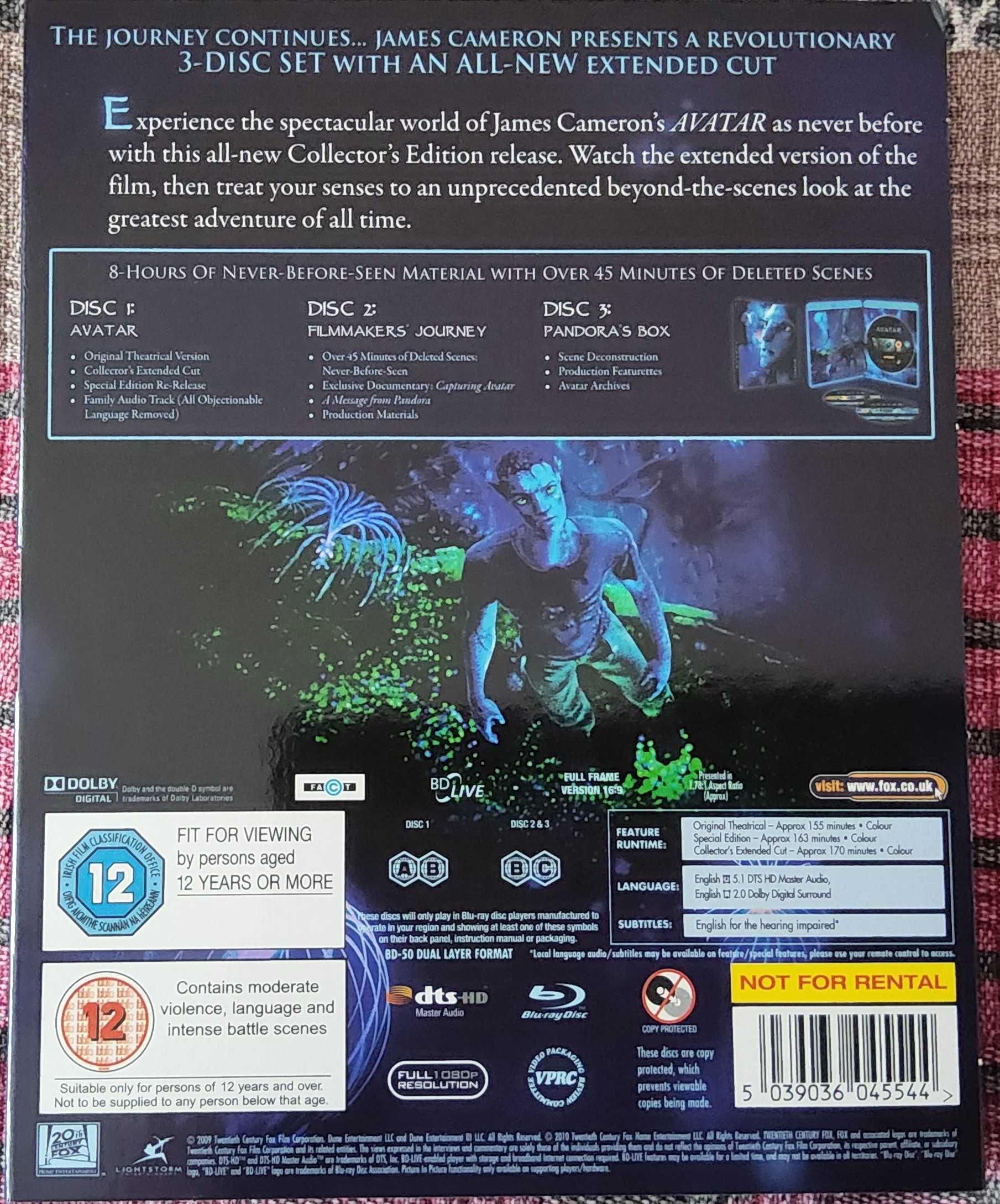 AVATAR – Extended Collector’s Edition (Blu-ray, 3 Discuri) – UK IMPORT