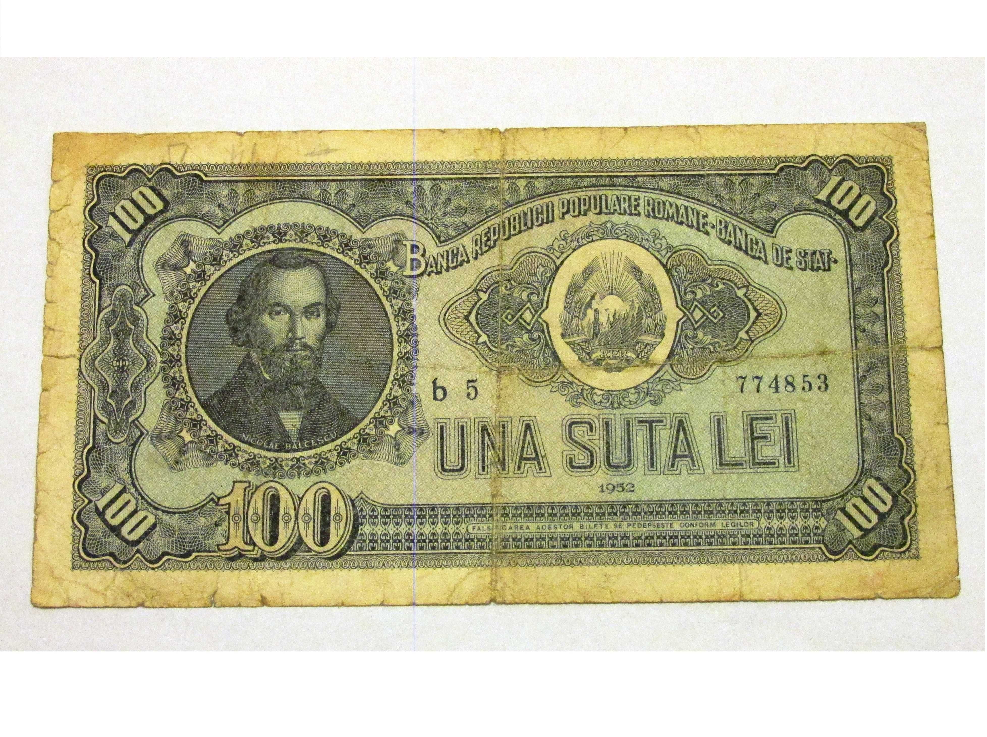 100 Lei 1952 Bancnota Romania RPR