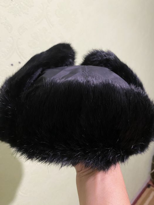 Шапка-ушанка комбинированая мех заячий-плащевка. Молодежный