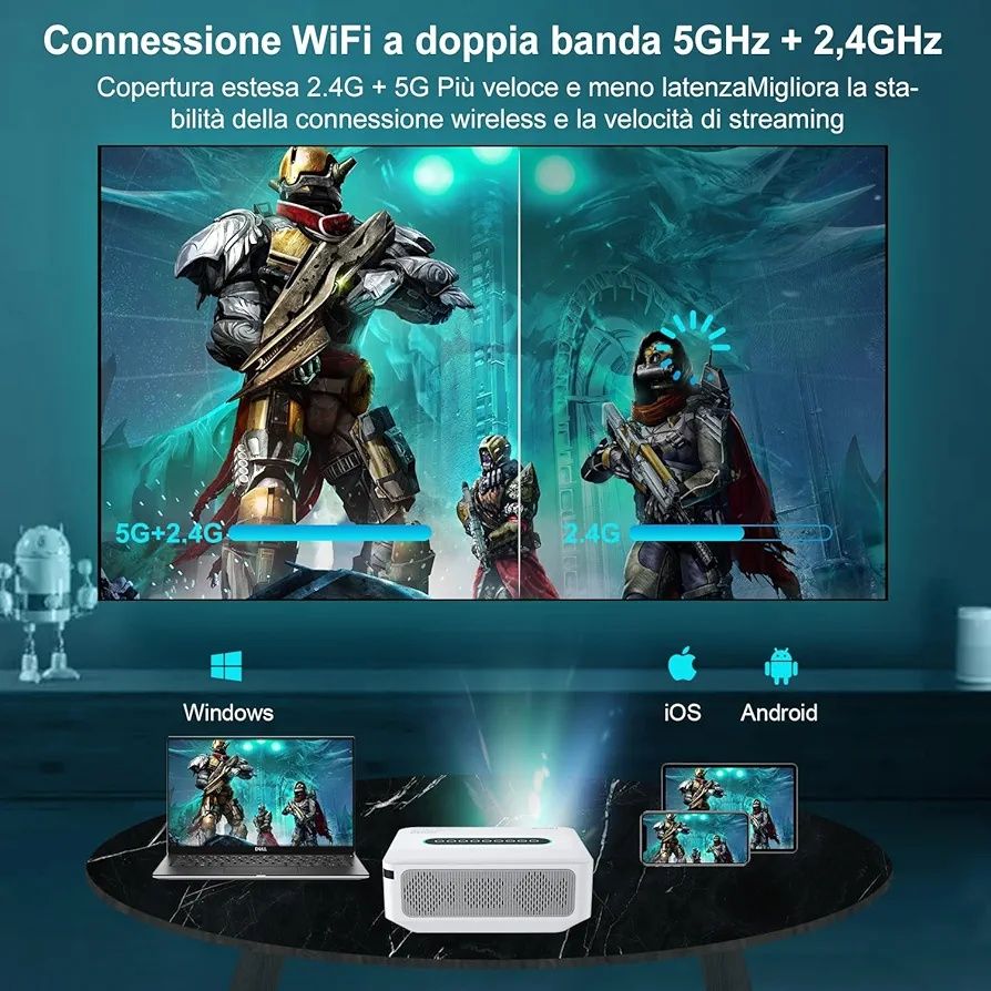 Smart 8K Android WiFi 5GВисок клас  проектор Native 1080P