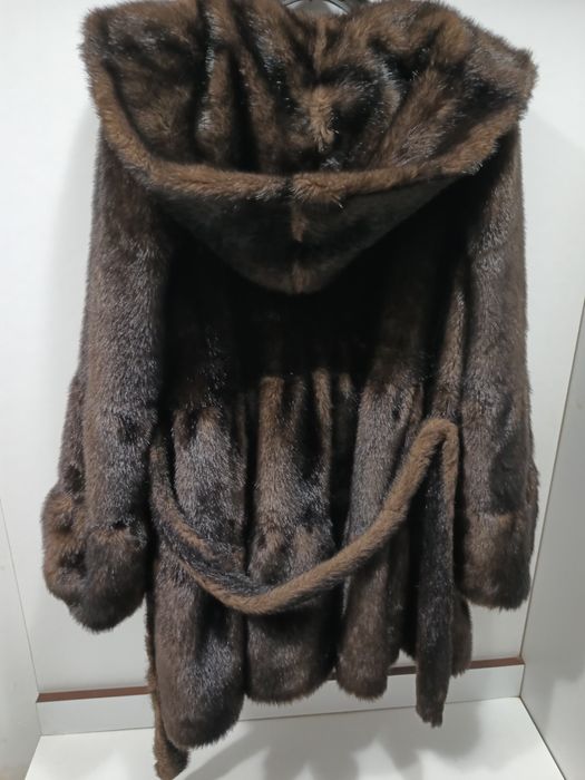 Haina de blana elegantă ecologica maro cu gluga