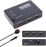 Switcher HDMI cu 3 porturi cu telecomandă - negru