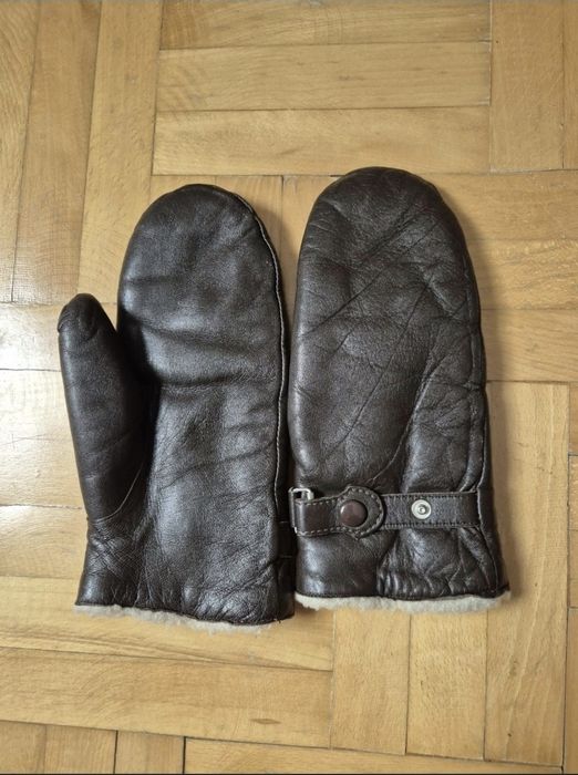 Mănuși Made in Italy din piele naturală de vițel + lână groasă S/M