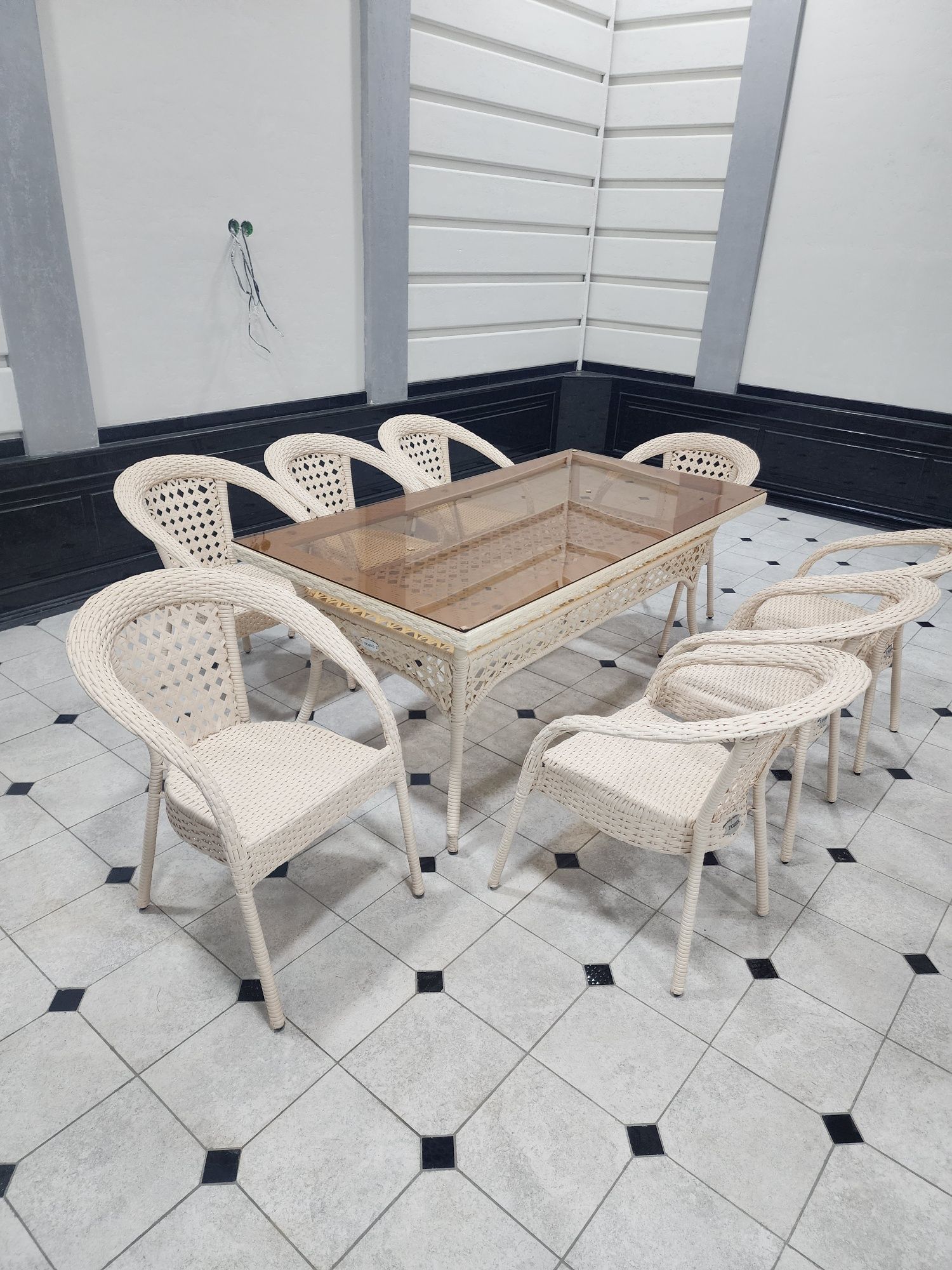 Плетеная мебель. Ротанг Садовая 180×90 "DEKO" комплект стол + 8 стул