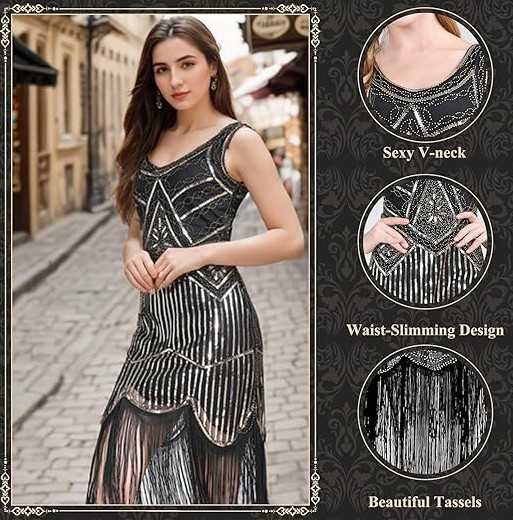 Дамски костюм в стил Гетсби, официална рокля