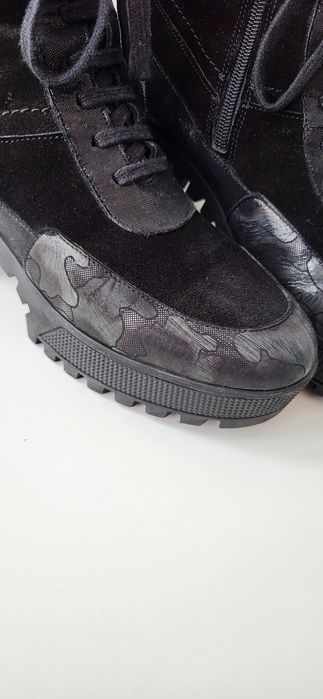 Дамски черни боти от естествен велур -39 н