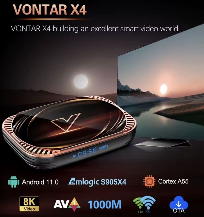 ТВ Бокс Vontar X4 4/32 Gb, 8K, Dual Band WIFI
