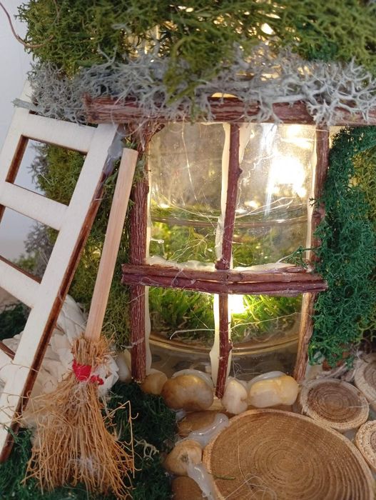 Светеща коледна украса.Коледна къщичка, снежен човек,свещник