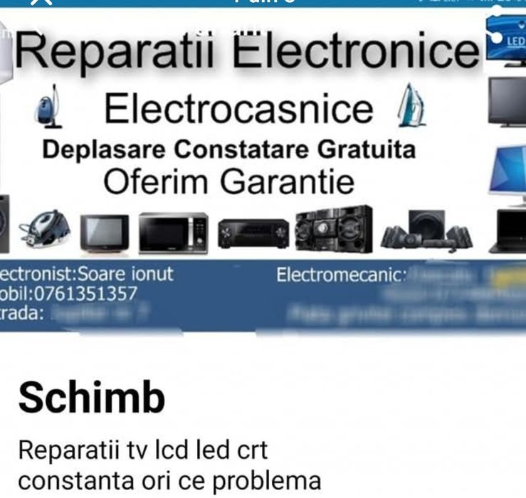 Reparatii tv led LCD ctr ,constatare gratuita,garanție 6 luni