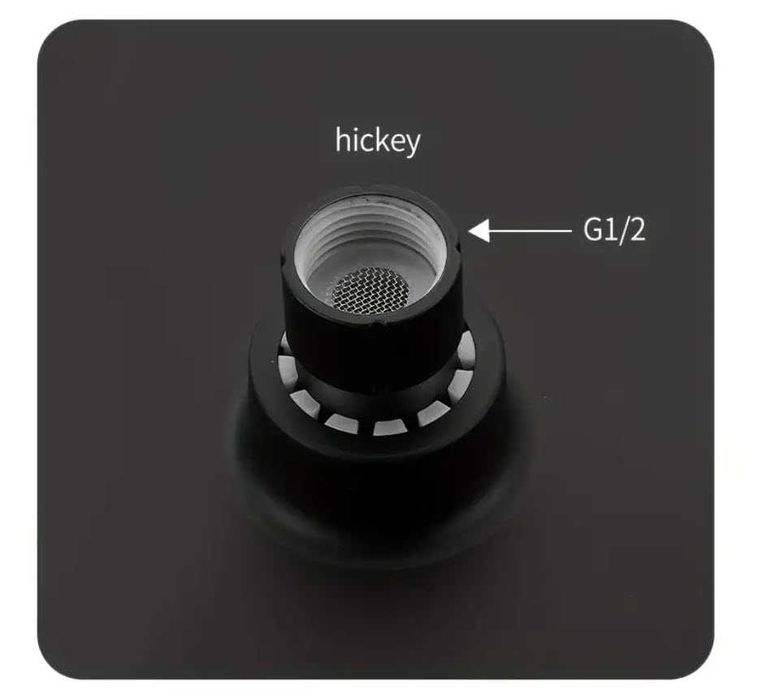 Cap / para  dus, efect ploaie, negru mat + coloana prindere perete