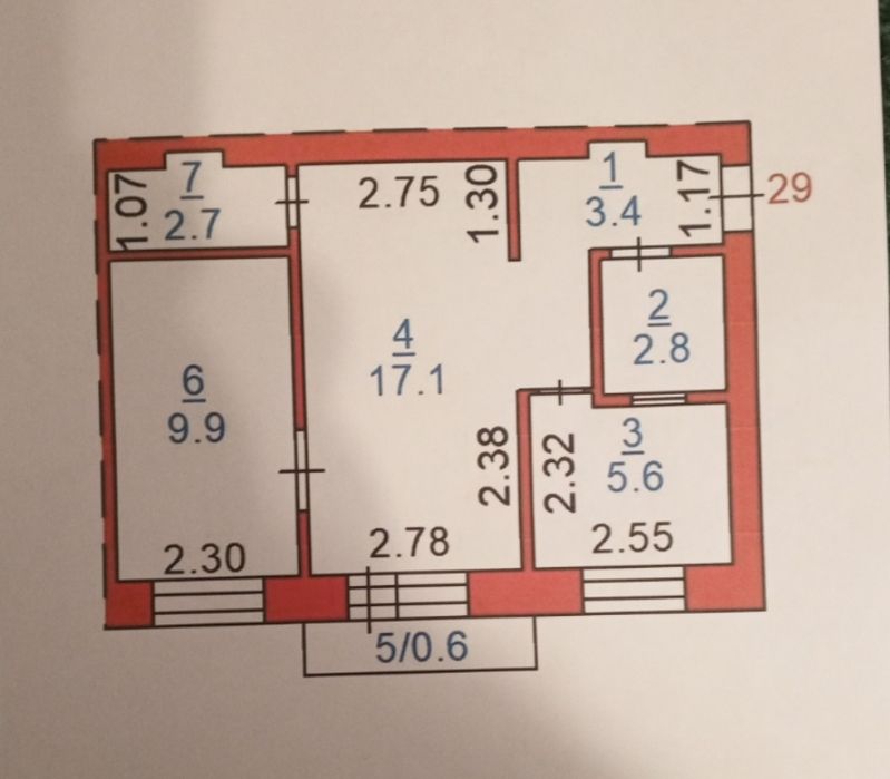 Продам 2х ком квартиру в КЖБИ .