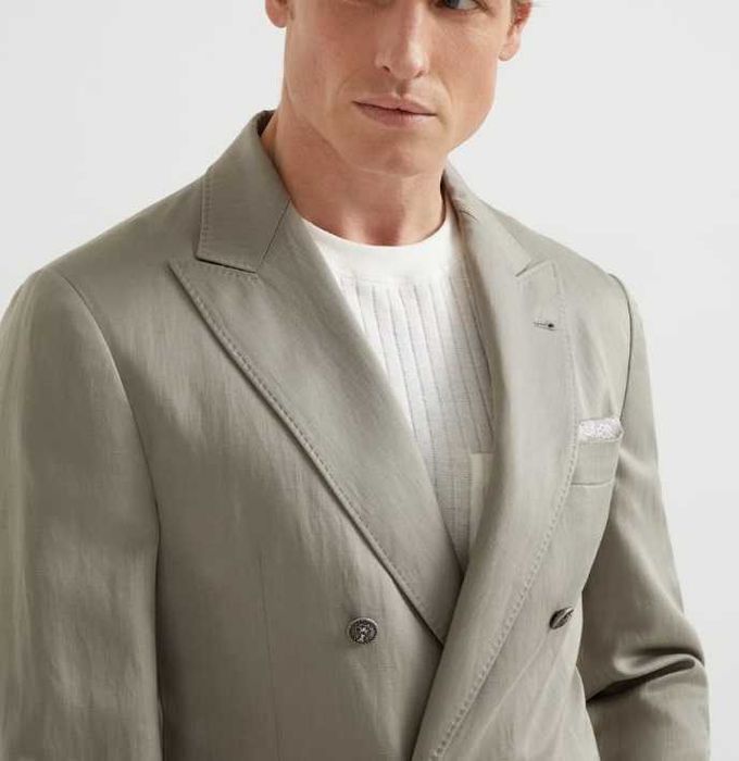 Costum double breasted 46 S de lux Atelier Torino in si bumbac respira