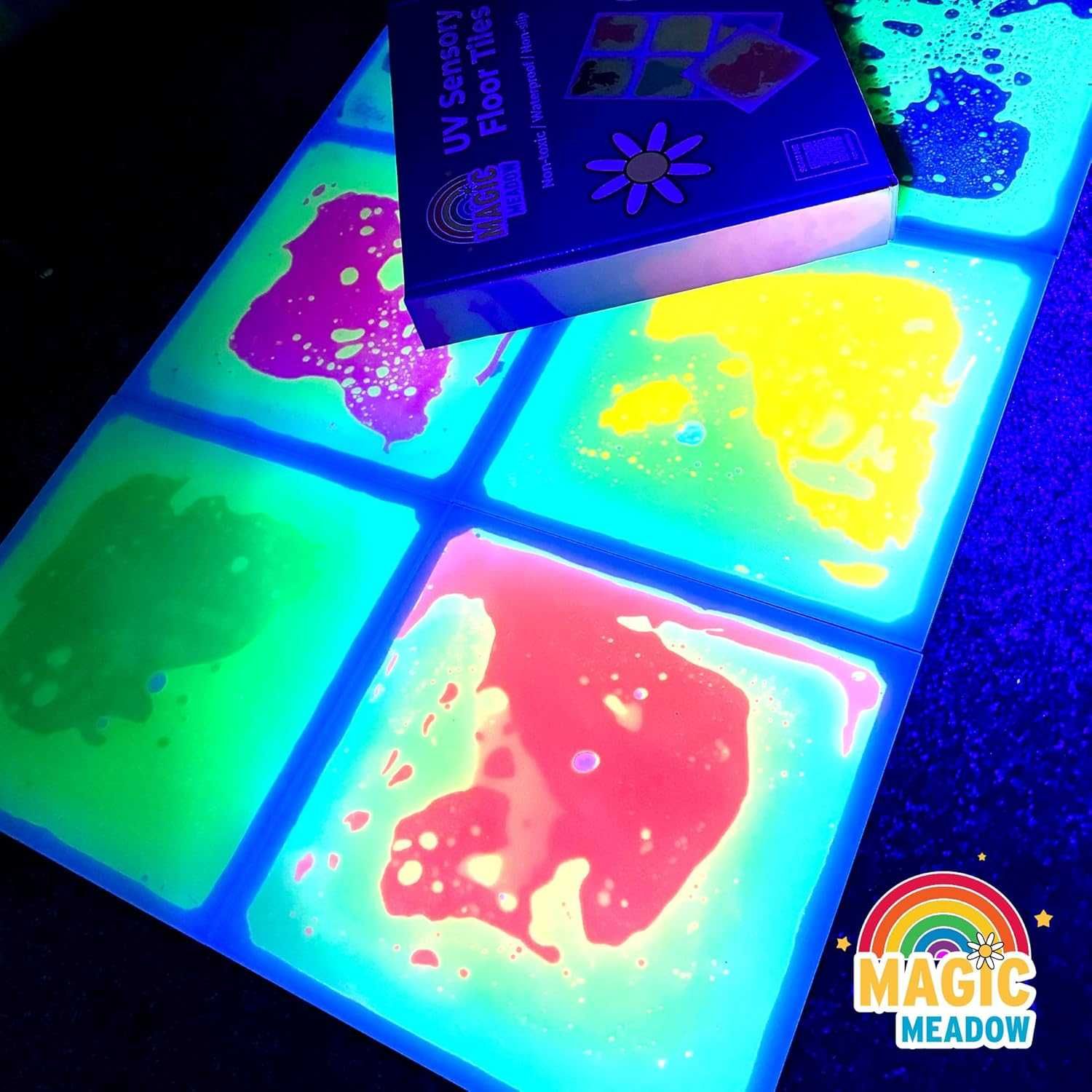 MagicMeadow 6 UV течни подови плочки, успокояваща играчка за деца