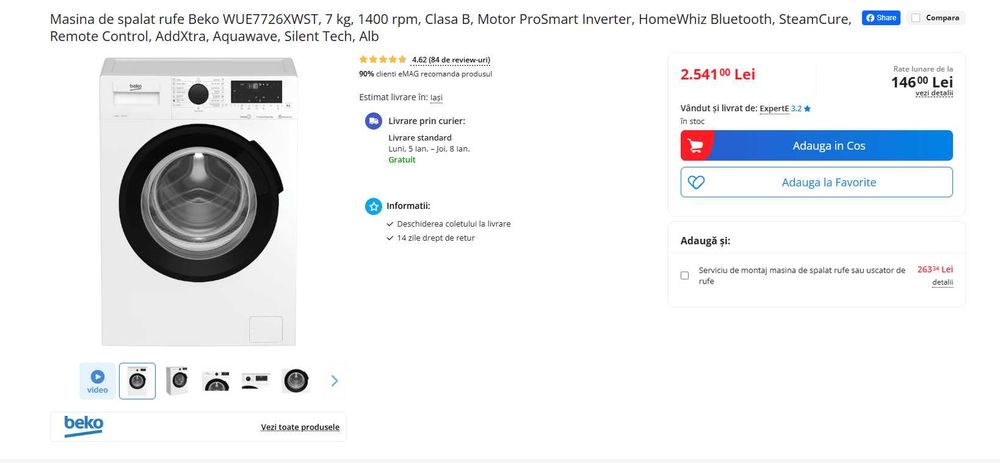 Masina de spalat  Beko /Bluetooth