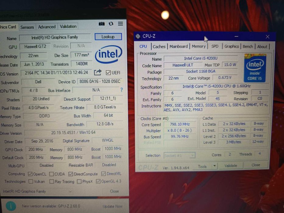 Laptop Dell  3737, Core i5 4200u, 8gb ddr3, ssd 240gb, led 17,3 inch
