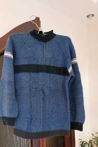 Мужской  шерстяной  свитер  темно-синего  цвета  р.48-50