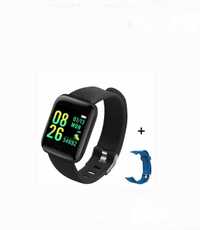 Set smart watch 2 curele: negru+bleumarin. Conectare tel. Performant.