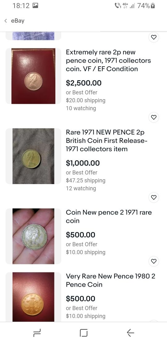 Rare:2p and 1 p(New Pence),set of 6 coins