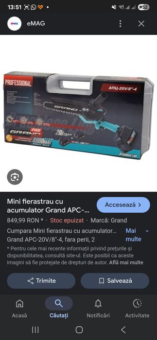 Mini drujba profesionala, fierastrau cu lant, GRAND PRO