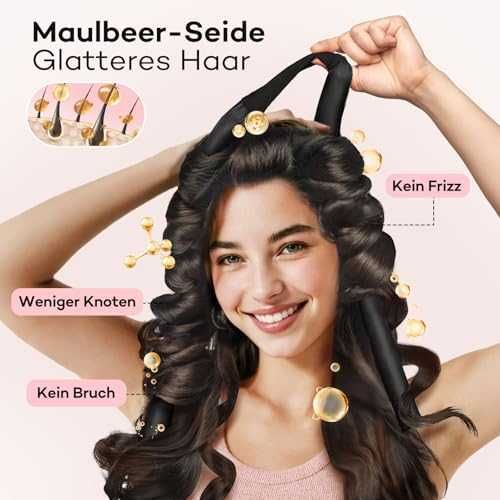 Нов Копринен безтоплинен ролер за къдрици коса Umisleep 99 см черен