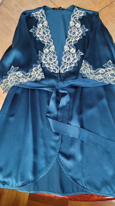 Negligee (neglije) de lux matase naturala 2 piese