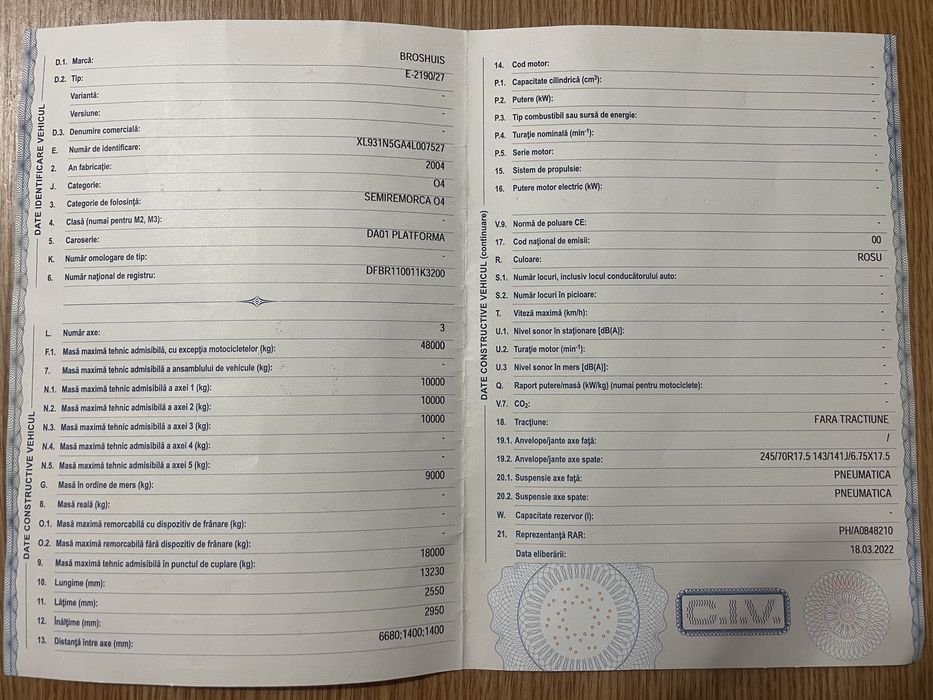 Vand trailer Broshuis extensibil 6,5 m