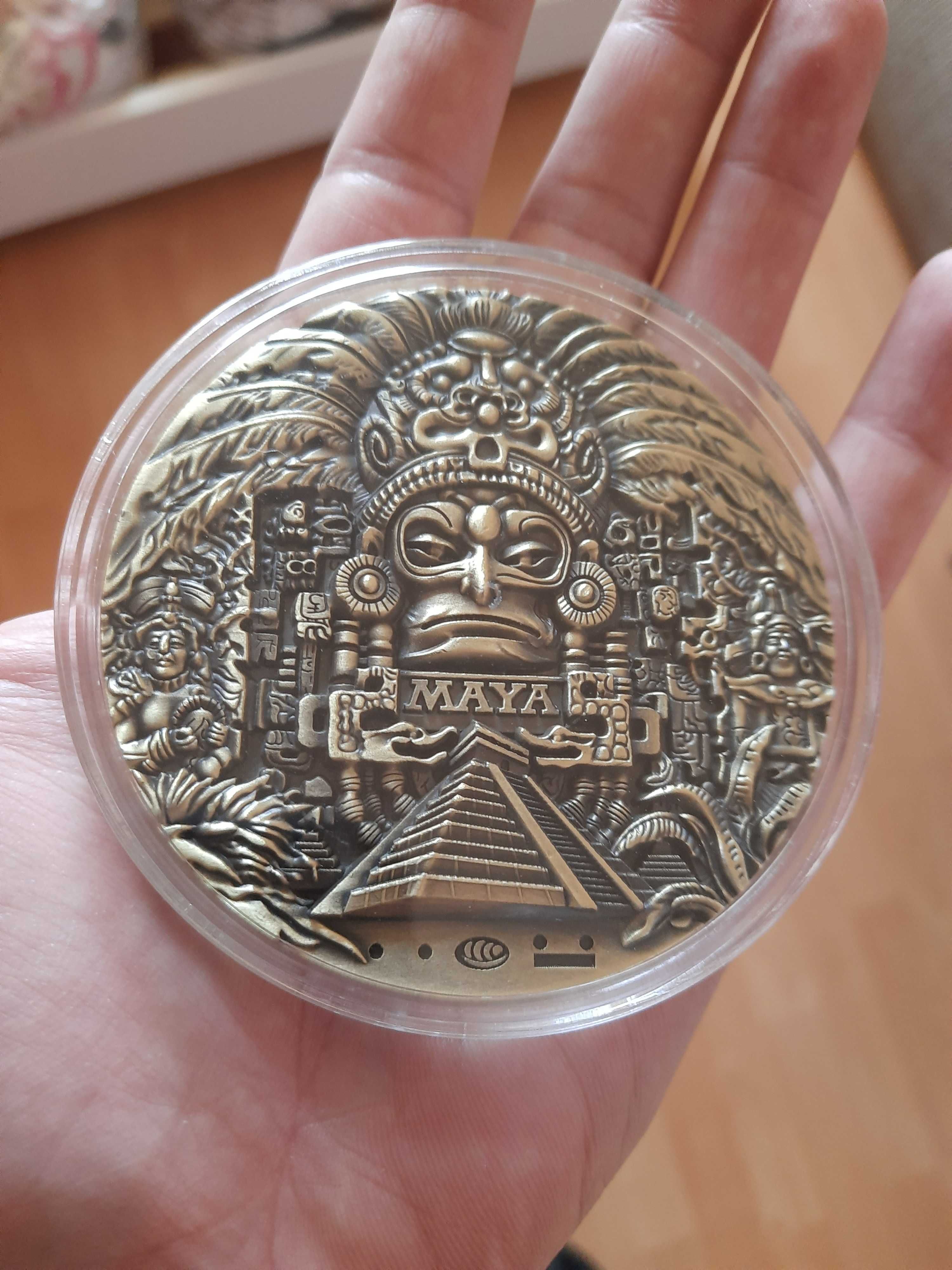 Moneda medalie maiasi piramida calendar aztec 8cm 200grame UNC MND-1