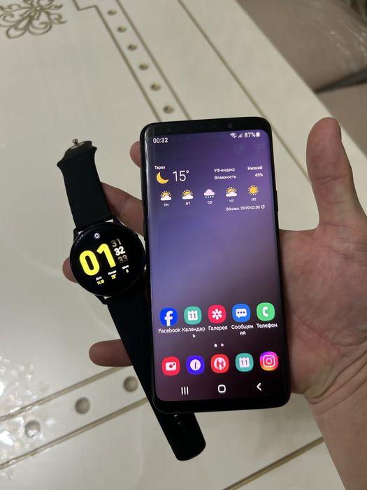 Продам или обменяю samsung s9 plus на 64 гб + в подарок смарт часы