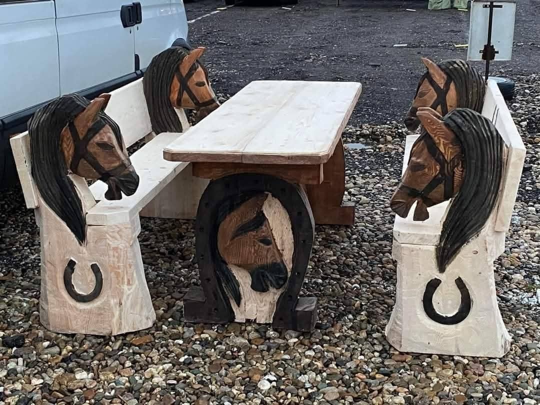 Masa, banca din lemn masiv - Unicat - Mobilier gradina