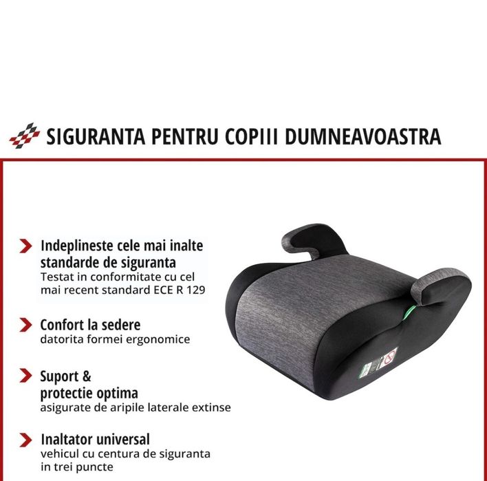 Înălțător auto copii cu isofix, 22-36 kg