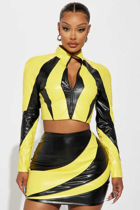 FASHION NOVA Ефектен Кожен Комплект